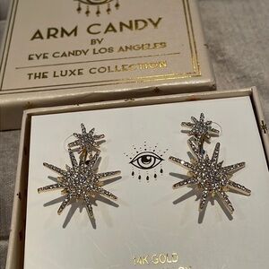 North Star Crystal Earrings by Eye Candy 14 KT Gold Plated